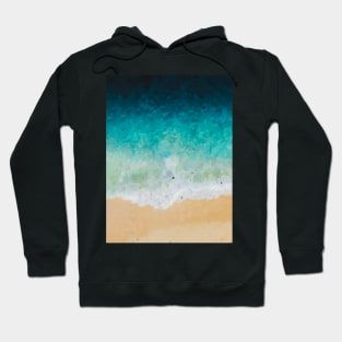 Blue gradient beach oil painting Hoodie